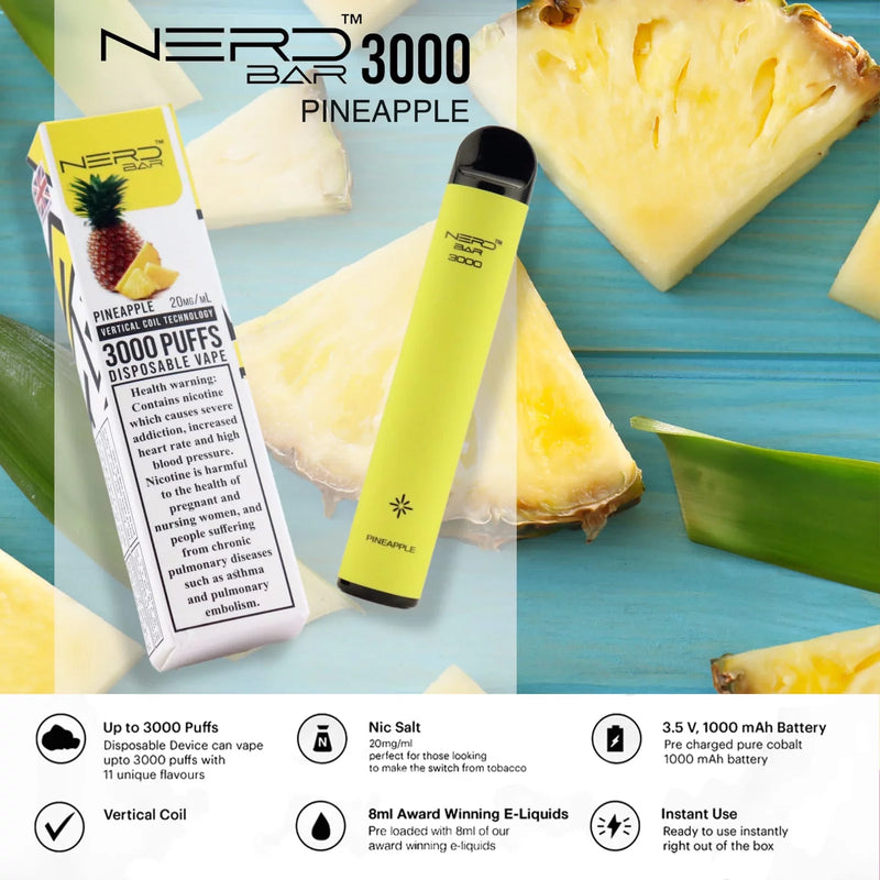 NERD™ BAR 3000 PUFFS PINEAPPLE