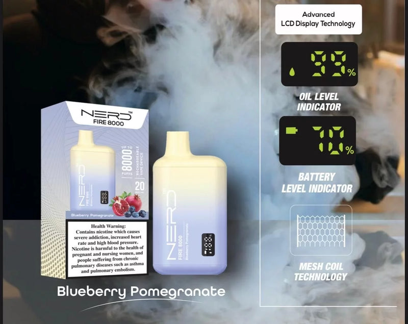 NERD™ FIRE 8000 PUFFS BLUEBERRY POMEGRANATE