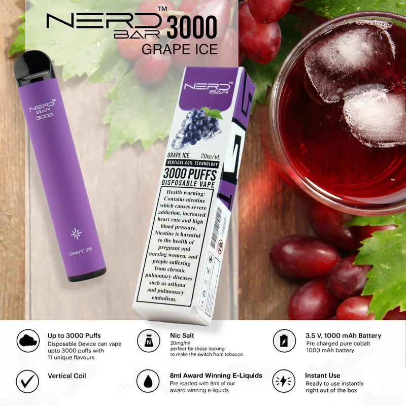 NERD™ BAR 3000 PUFFS GRAPE ICE