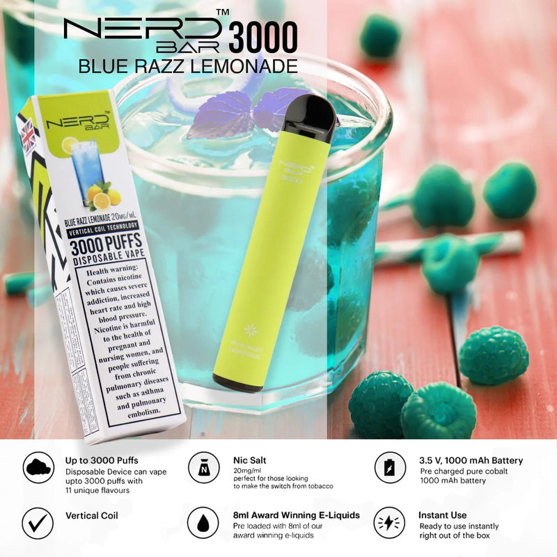 NERD™ BAR 3000 PUFFS BLUE RAZZ LEMONADE