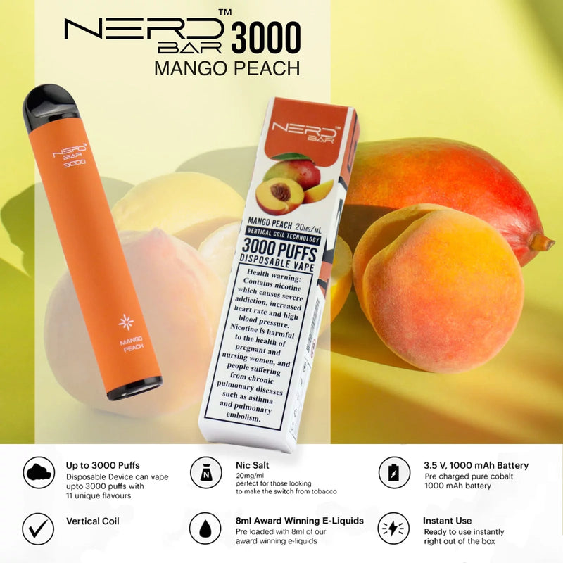 NERD™ BAR 3000 PUFFS MANGO PEACH