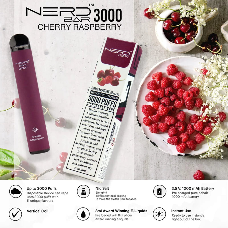 NERD™ BAR 3000 PUFFS CHERRY RASPBERRY